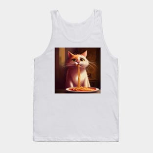 cute cat eating spaghetti Tank Top